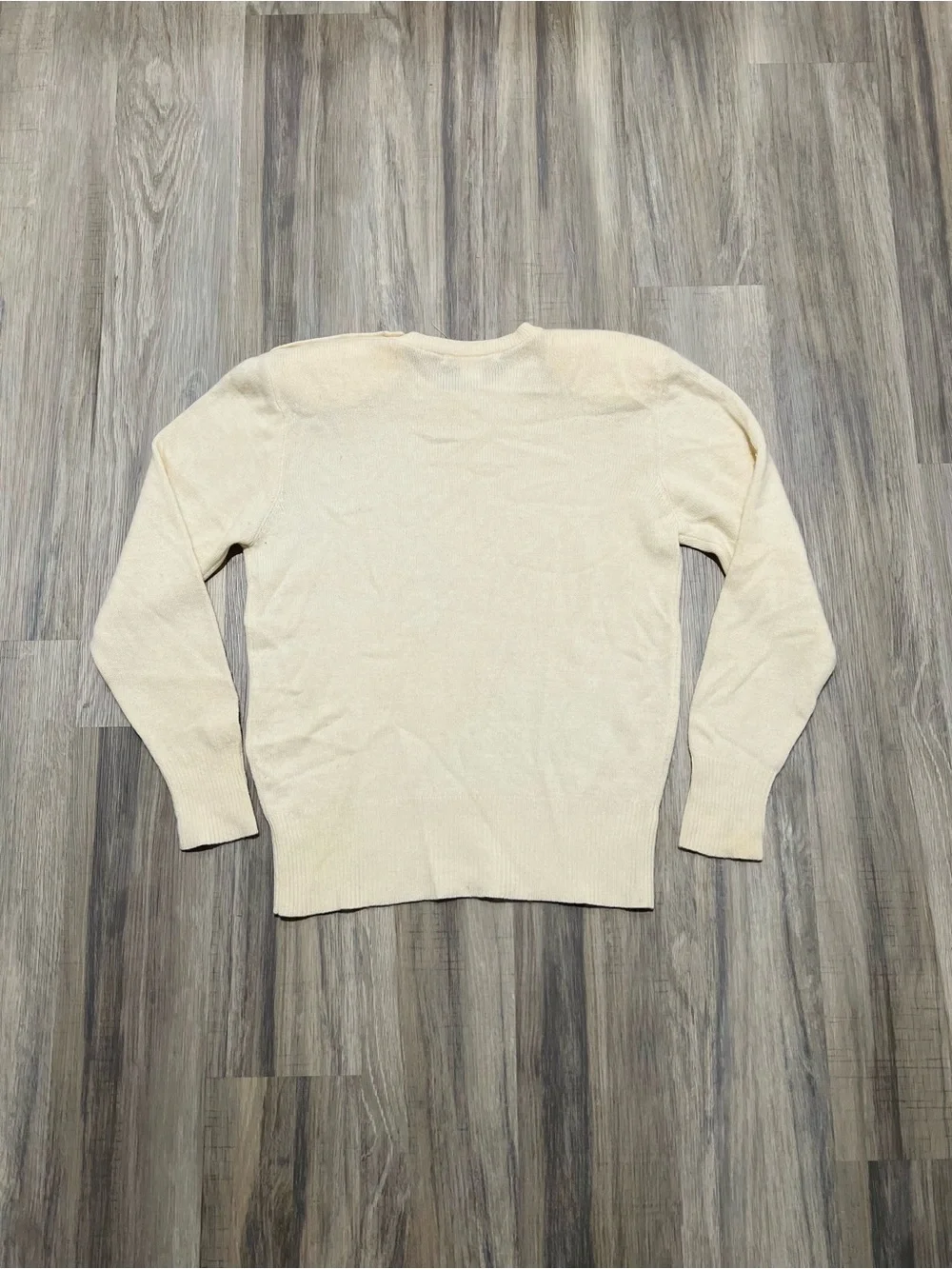Vintage 90s Cream Ivory 100% Cashmere Sweater with Shoulder Pads